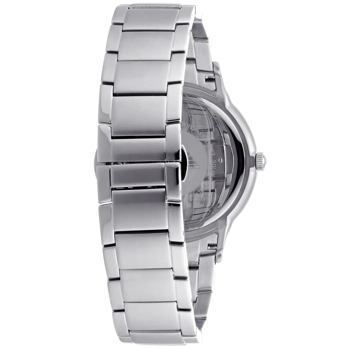 Detailed view of brushed and polished stainless steel bracelet for AR11189 watch
