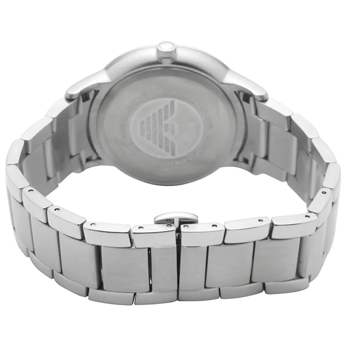 Stainless steel case back of Emporio Armani AR2431 with eagle logo engraving
