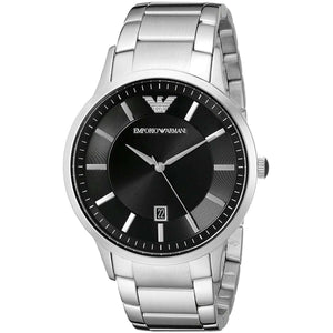Angled shot of AR2457 showing the depth and sunray finish of the black dial
