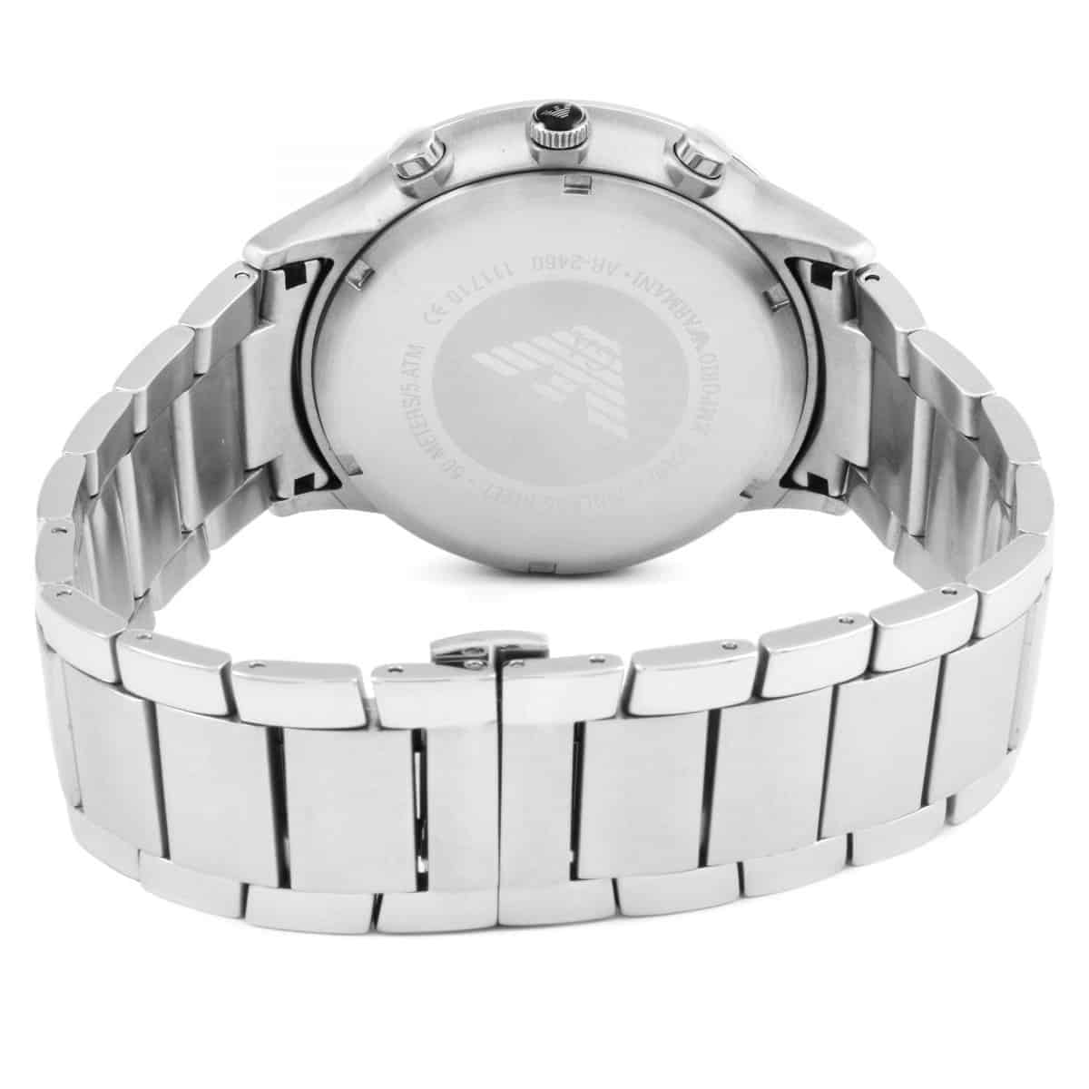 Silver deployment clasp with Emporio Armani logo for AR2460 XL watch