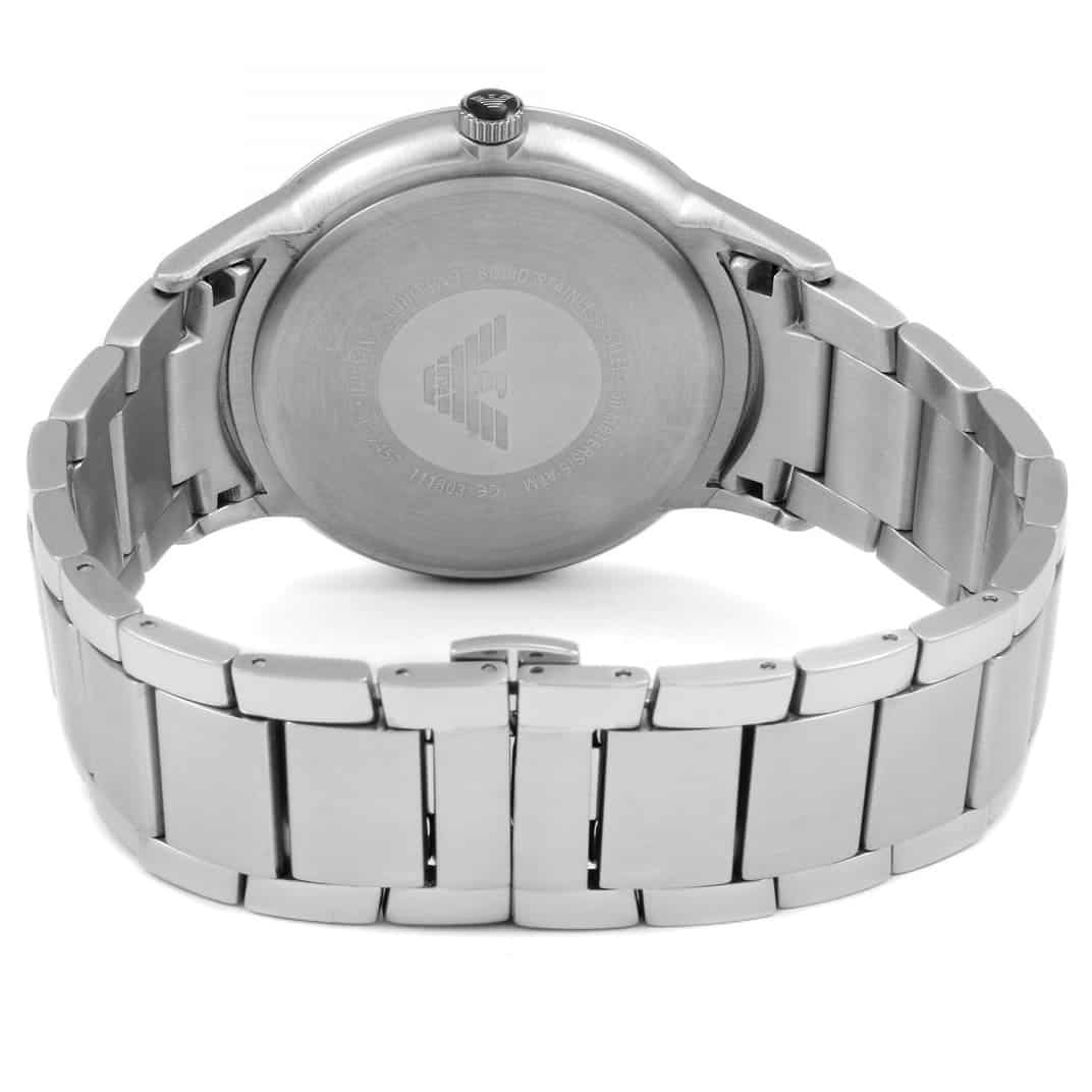 Stainless steel case back of Emporio Armani AR2477 with model number details