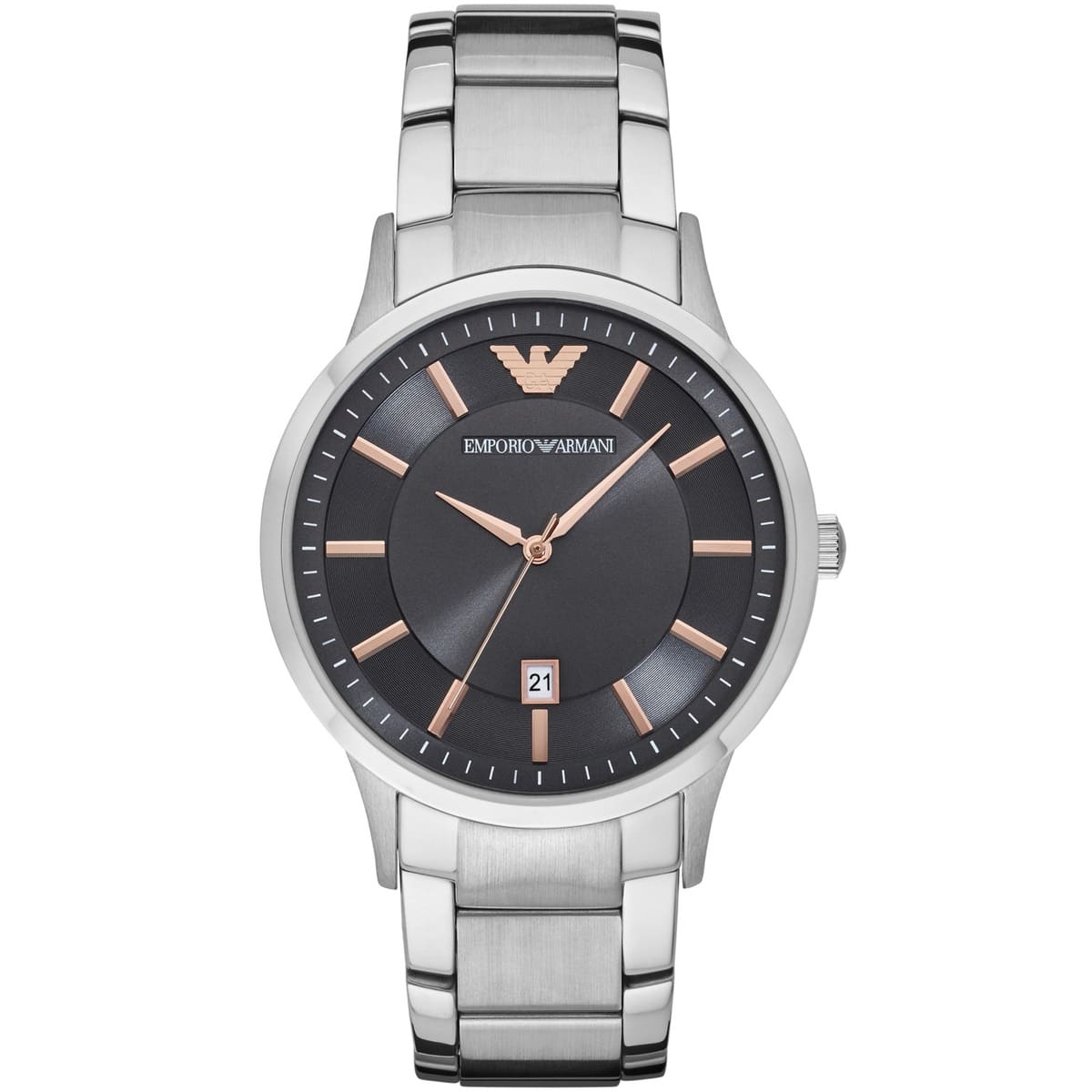 Emporio Armani AR2514 Renato Men's Watch Dark Grey Dial Rose Gold Indices