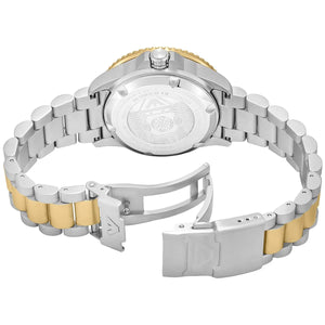 Detailed view of the silver and gold-tone stainless steel link bracelet for AR60089