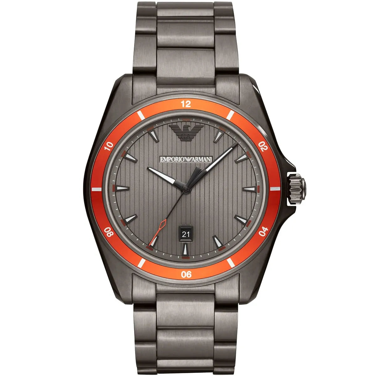 Emporio Armani Sigma AR11178 men's watch gunmetal stainless steel with orange bezel