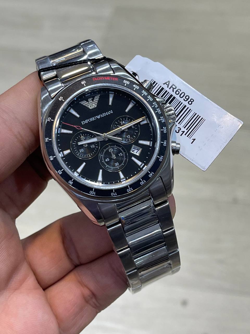 Emporio Armani Sigma AR6098 on wrist showing large sporty dial