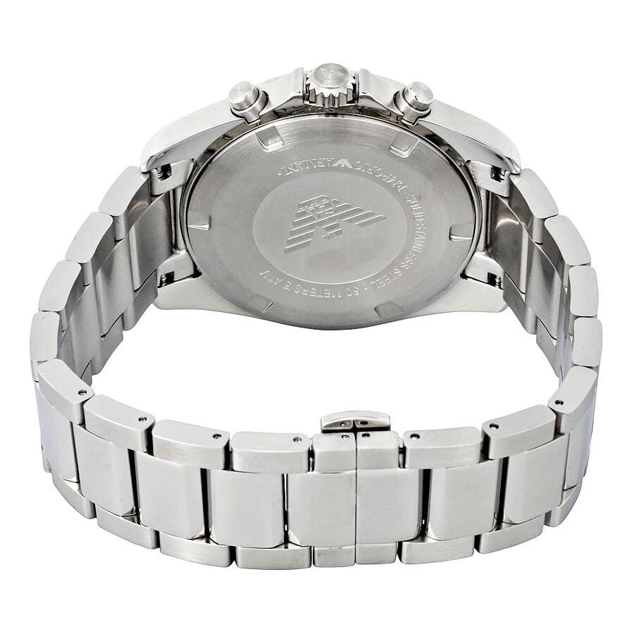Detailed view of silver stainless steel link bracelet for AR6098 watch