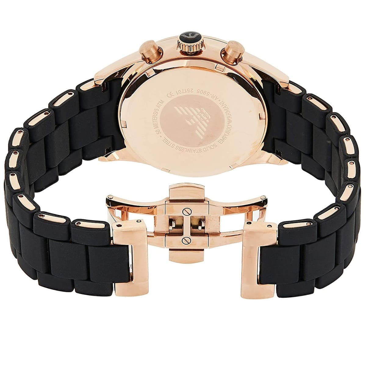 Rose gold tone deployment clasp with Emporio Armani logo for AR5905 watch