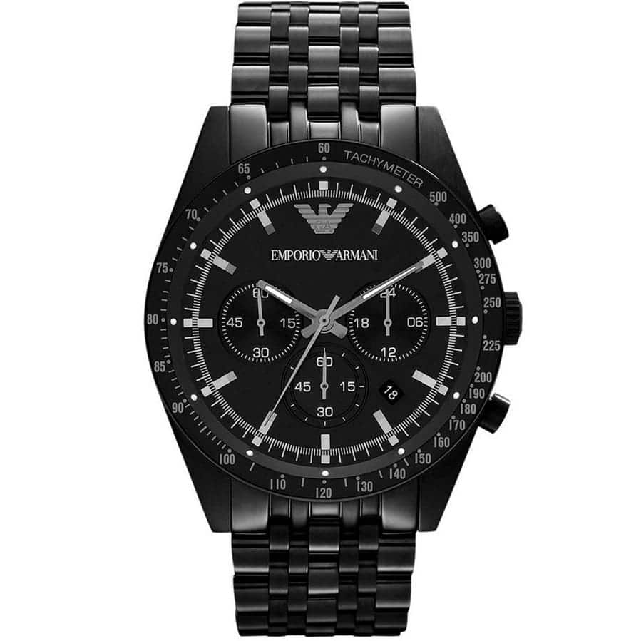 Emporio Armani AR5989 Tazio Men's Watch Full Black PVD Stainless Steel Chronograph