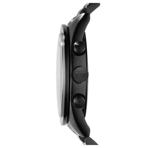 Side view of Emporio Armani AR5989 showing black ion-plated case and buttons