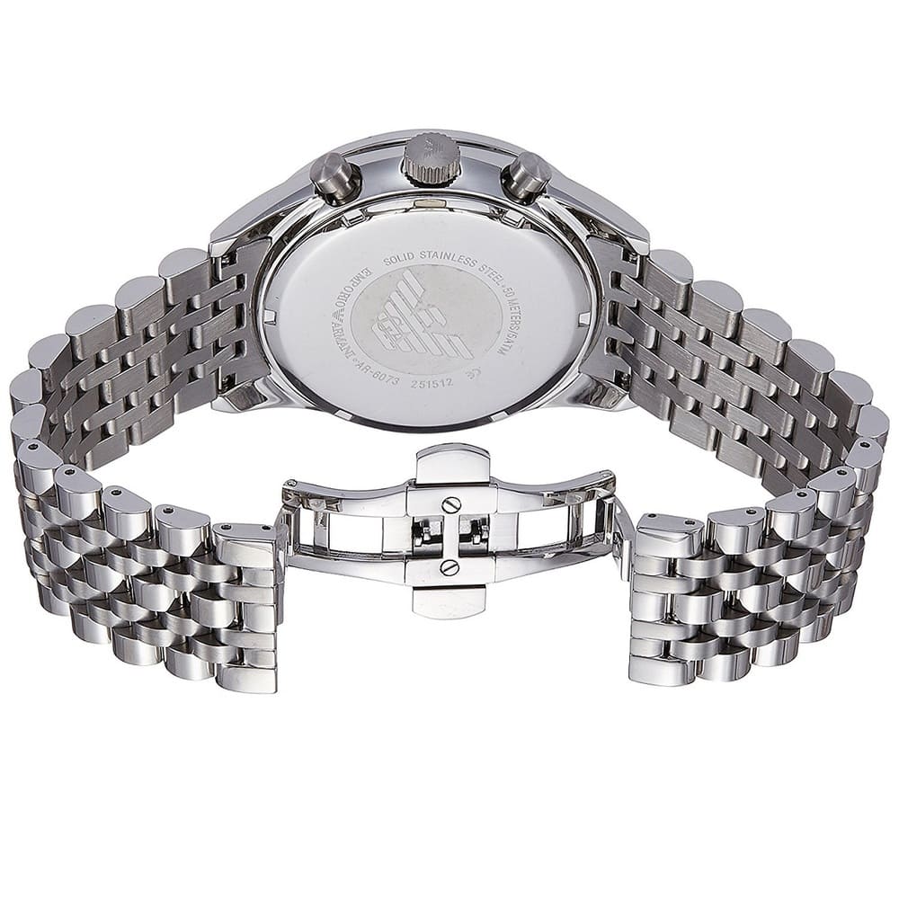 Back case of Emporio Armani AR6073 with engraved eagle logo and serial number