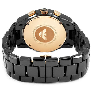 Solid case back of Emporio Armani AR1410 with model and ceramic markings