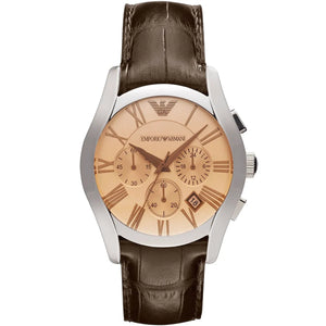 Emporio Armani AR1634 Valente Men's Watch Champagne Dial Brown Leather Strap
