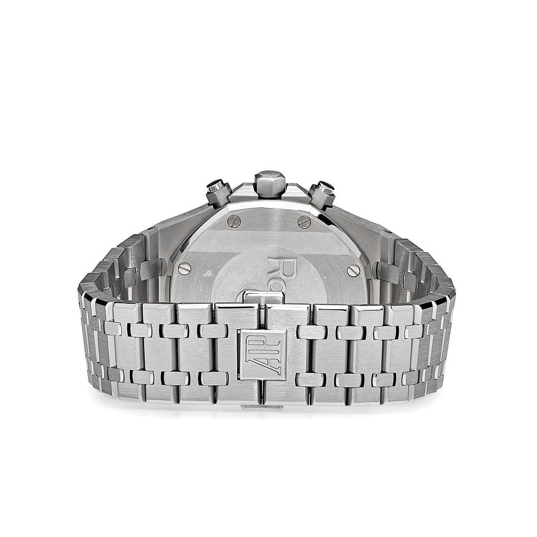 Audemars Piguet Royal Oak 26320ST.OO.1220ST.01 men's chronograph watch, black dial, silver stainless steel bracelet – caseback view