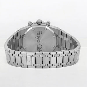 Audemars Piguet Royal Oak 26320ST.OO.1220ST.02 men's chronograph watch, silver dial, silver stainless steel bracelet – caseback view