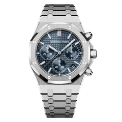 Audemars Piguet Royal Oak 26320ST.OO.1220ST.03 men's chronograph watch, blue dial, silver stainless steel bracelet – front view