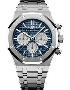 Audemars Piguet Royal Oak 26331ST.OO.1220ST.01 men's chronograph watch, blue dial, silver stainless steel bracelet – front view
