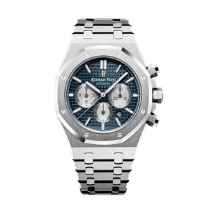 Audemars Piguet Royal Oak 26331ST.OO.1220ST.01 men's chronograph watch, blue dial, silver stainless steel bracelet – full front view
