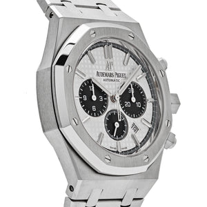 Audemars Piguet Royal Oak 26331ST.OO.1220ST.03 men's chronograph watch, silver dial, silver stainless steel bracelet – angle view
