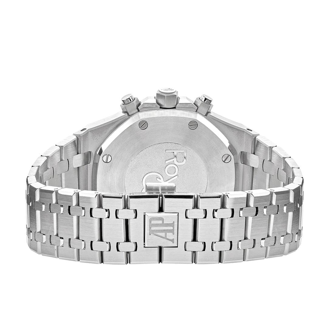 Audemars Piguet Royal Oak 26331ST.OO.1220ST.03 men's chronograph watch, silver dial, silver stainless steel bracelet – caseback view