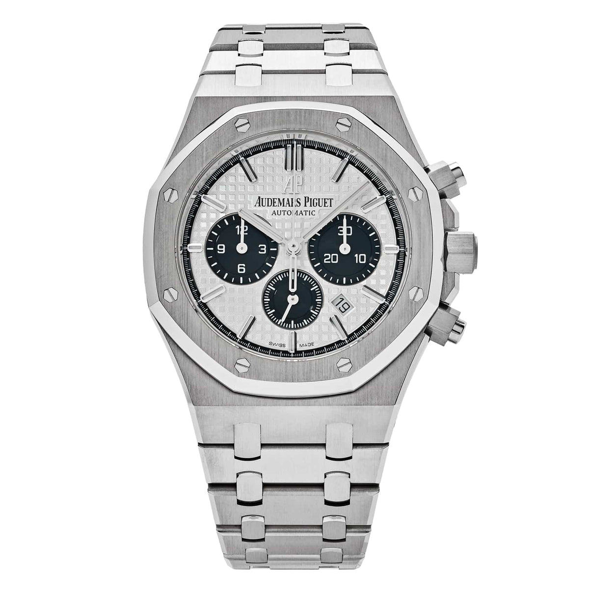 Audemars Piguet Royal Oak 26331ST.OO.1220ST.03 men's chronograph watch, silver dial, silver stainless steel bracelet – front view