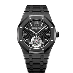 Audemars Piguet Royal Oak 26522CE.OO.1225CE.01 men's tourbillon watch, black dial, black ceramic bracelet – front view