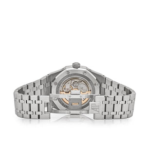 Audemars Piguet Royal Oak 26574ST.OO.1220ST.03 men's perpetual calendar watch, blue dial, silver stainless steel bracelet – caseback view
