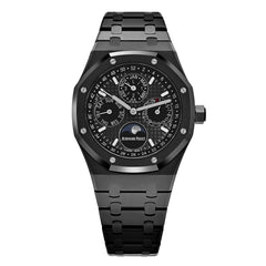 Audemars Piguet Royal Oak 26579CE.OO.1225CE.01 men's perpetual calendar watch, black dial, black ceramic bracelet – front view