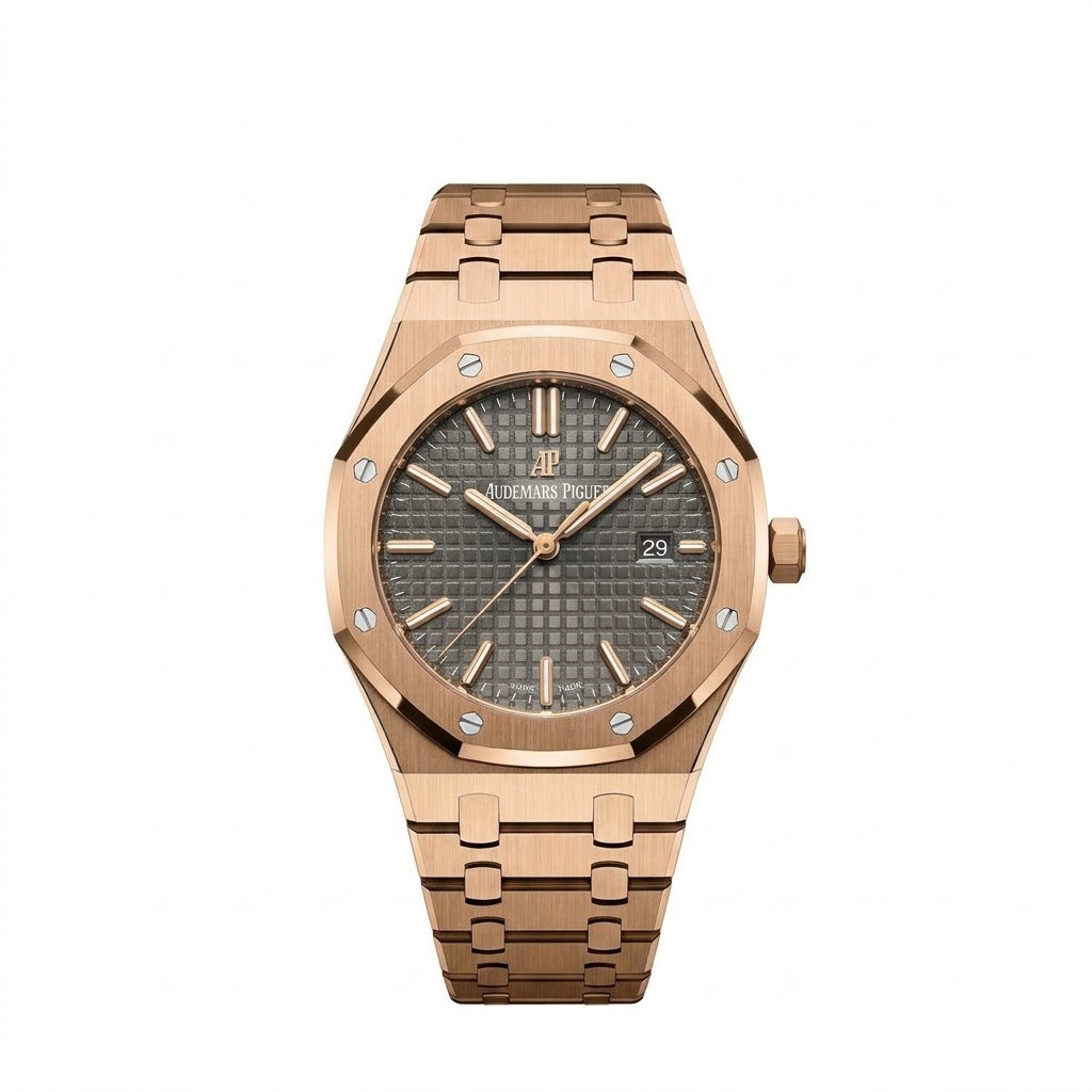 Audemars Piguet Royal Oak 33mm Women's Quartz Watch – Grey Dial & Rose Gold Strap