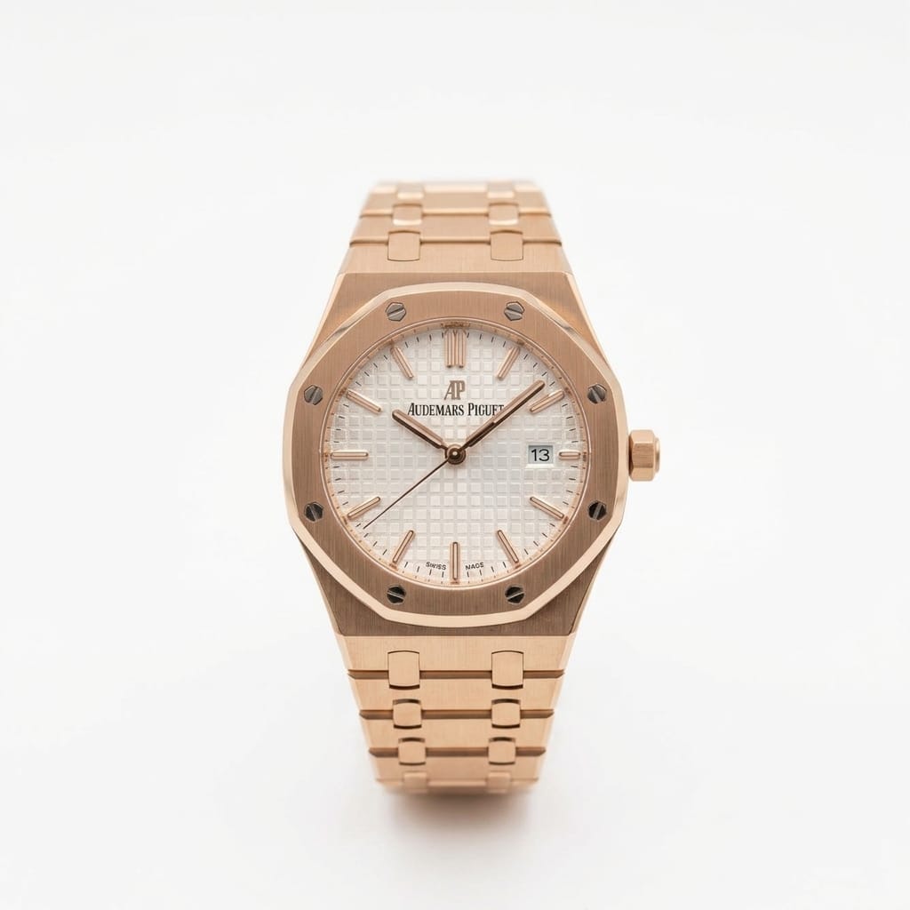 Audemars Piguet Royal Oak 33mm Women's Quartz Watch – Silver Dial & Rose Gold Strap