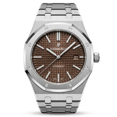Audemars Piguet Royal Oak Men's Automatic Watch – Brown Dial & Silver Stainless Steel Strap