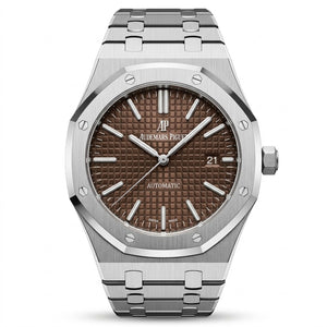 Audemars Piguet Royal Oak men's automatic watch, 41mm case, brown dial, silver stainless steel strap – view 2