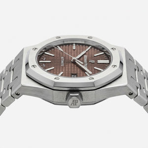 Audemars Piguet Royal Oak men's automatic watch, 41mm case, brown dial, silver stainless steel strap – view 3