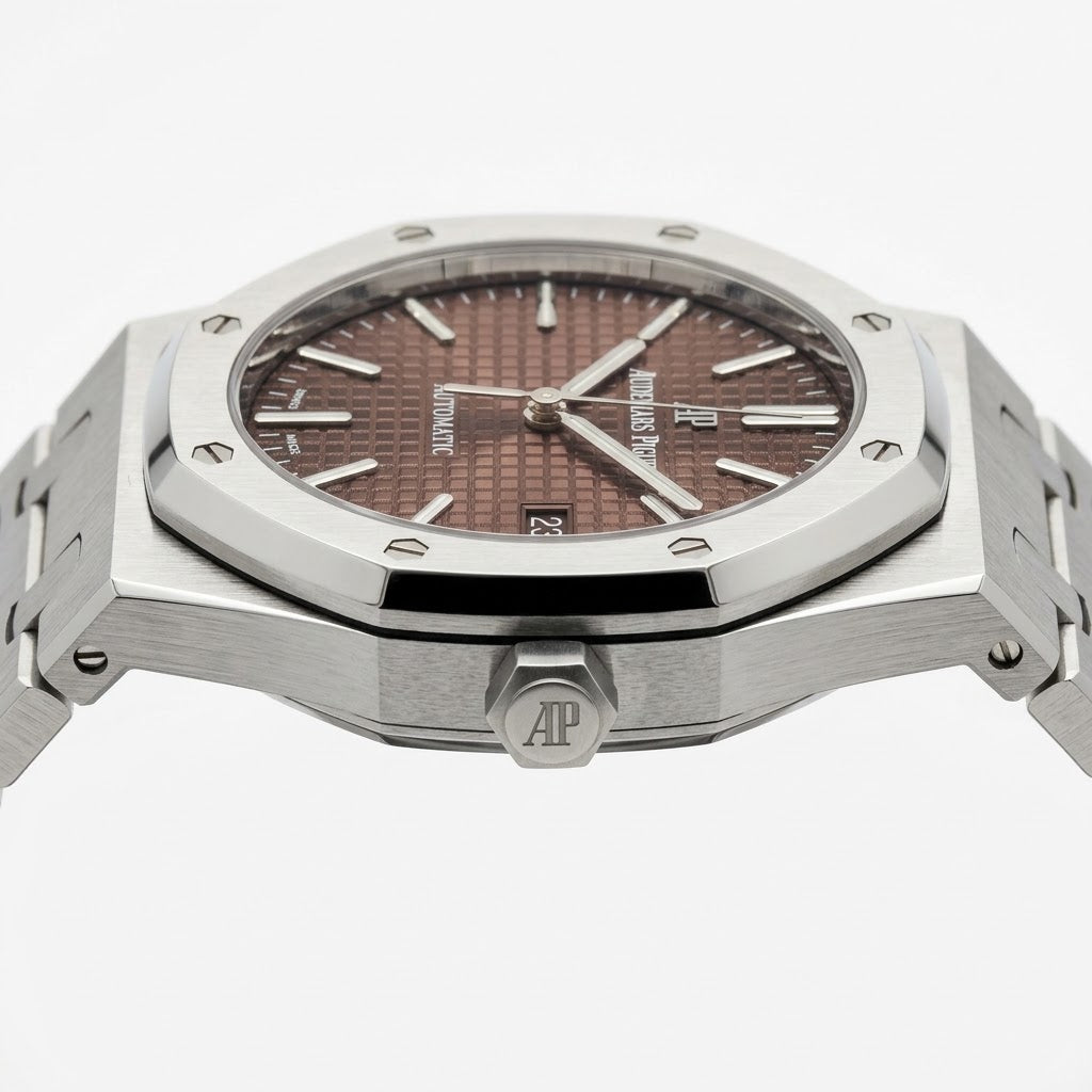 Audemars Piguet Royal Oak men's automatic watch, 41mm case, brown dial, silver stainless steel strap – view 4