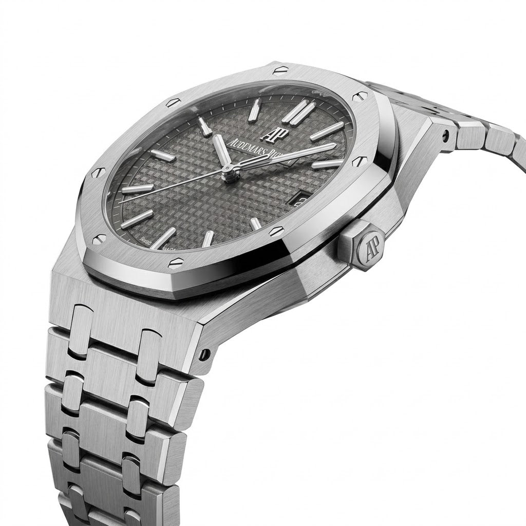 Audemars Piguet Royal Oak men's automatic watch, 41mm case, grey dial, silver stainless steel strap – view 10