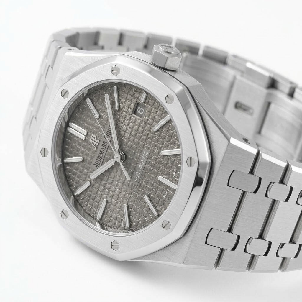 Audemars Piguet Royal Oak men's automatic watch, 41mm case, grey dial, silver stainless steel strap – view 4