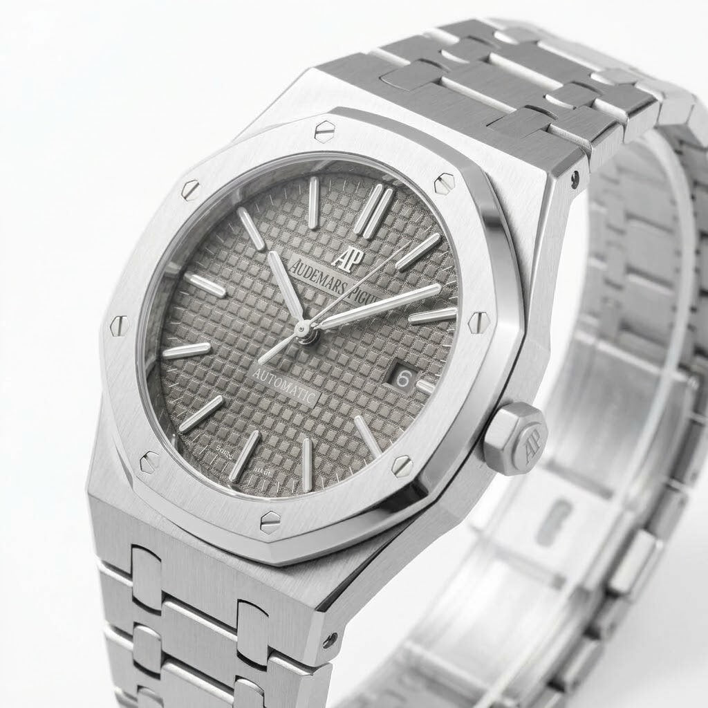 Audemars Piguet Royal Oak men's automatic watch, 41mm case, grey dial, silver stainless steel strap – view 5