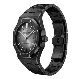 Audemars Piguet Royal Oak men's automatic watch, 44mm case, grey dial, black strap – view 3