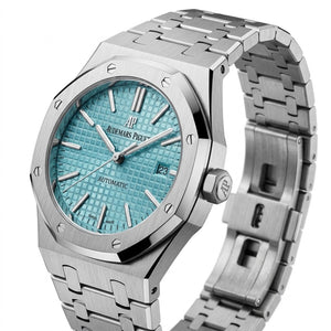 Audemars Piguet Royal Oak men's automatic watch, 44mm case, tiffany blue dial, silver stainless steel strap – view 3