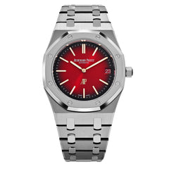 Audemars Piguet Royal Oak men's automatic watch, red gradient dial, silver stainless steel bracelet – front view