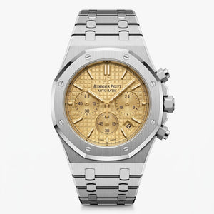Audemars Piguet Royal Oak men's chronograph watch, 39mm case, yellow dial, silver stainless steel strap – view 2