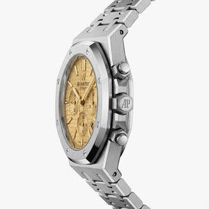 Audemars Piguet Royal Oak men's chronograph watch, 39mm case, yellow dial, silver stainless steel strap – view 3
