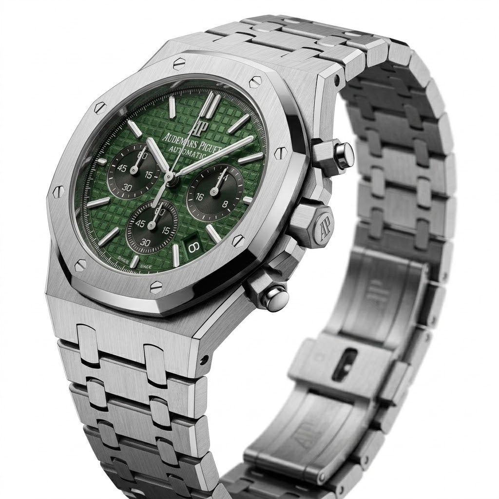 Audemars Piguet Royal Oak Men's Chronograph Watch – Green Dial & Silver Stainless Steel Strap – view 3