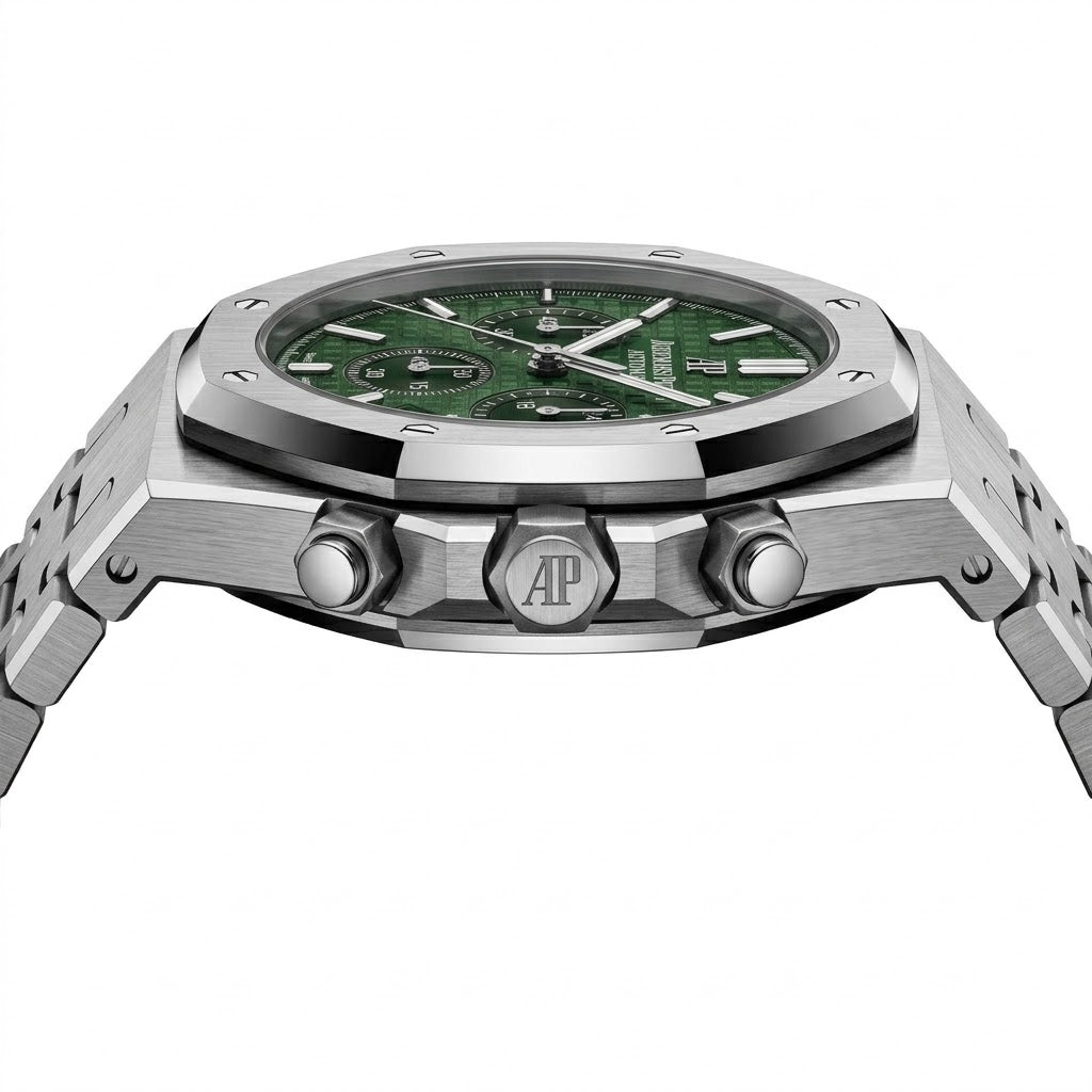 Audemars Piguet Royal Oak Men's Chronograph Watch – Green Dial & Silver Stainless Steel Strap – view 4