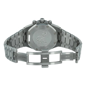 Audemars Piguet Royal Oak men's chronograph watch, white dial, silver stainless steel bracelet – bracelet clasp view