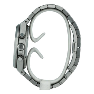 Audemars Piguet Royal Oak men's chronograph watch, white dial, silver stainless steel bracelet – crown side profile view