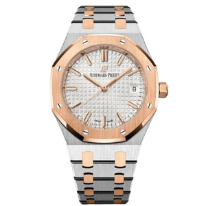 Audemars Piguet Royal Oak women's automatic watch, silver dial, two-tone stainless steel bracelet – front view