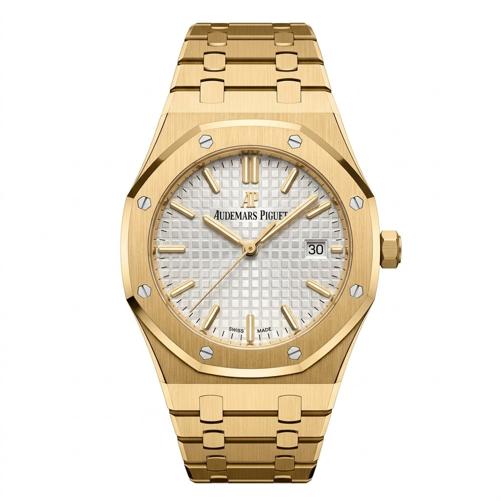 Audemars Piguet Royal Oak 33mm Women's Quartz Watch – Silver Dial & Yellow Gold Strap