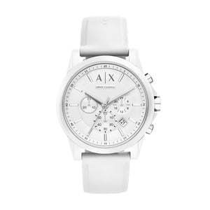 Armani Exchange Outerbanks AX1325 Men's Chronograph Watch – White Dial & White Silicone Strap