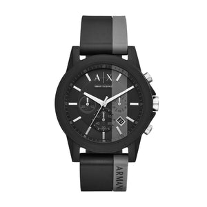 Armani Exchange Outerbanks AX1331 Men's Chronograph Watch – Black Dial & Black Silicone Strap