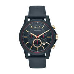 Armani Exchange Outerbanks AX1335 Men's Chronograph Watch – Blue Dial & Blue Silicone Strap